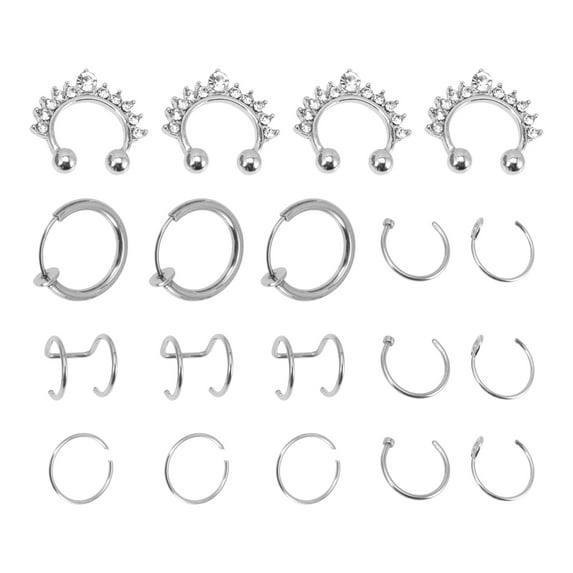 Zcyifa 19pcs Fake Nose Rings No Piercing Nose Cuff Fashion Nose Jewelry for Women
