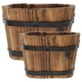 thumbnail image 1 of Zcyifa 2 Wooden Bucket Planters Rustic Flower Pots Garden Backyard Container, 1 of 10