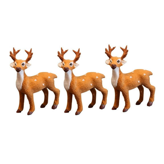 Zcyifa 3 Reindeer Figurine Christmas Decoration Plush Elk Table Decor