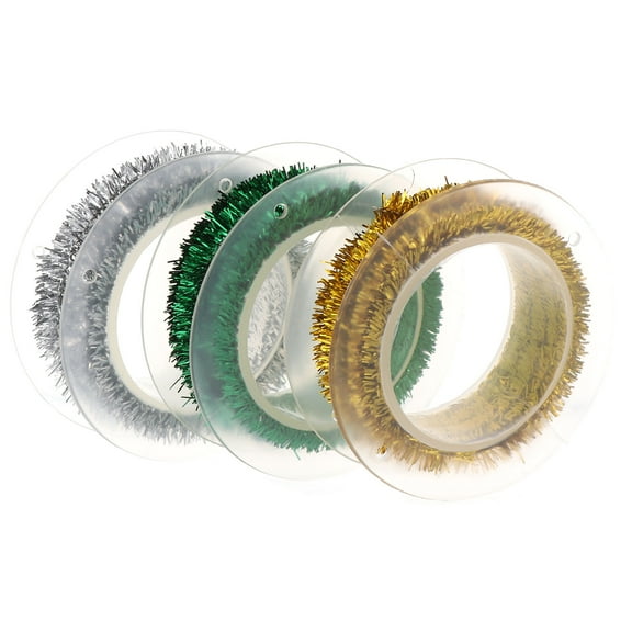 Zcyifa 3pcs Christmas Tinsel Ribbon - Glittery Tree & Gift Wrap