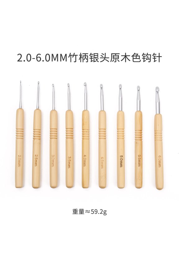 Zcyifa 9pcs Single Ended Crochet Hook with Wooden Handle Extra Large Crochet Needle Locs Interlocking Tool for Hair Braiding Dreadlocks