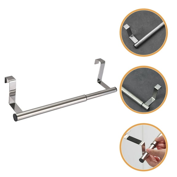 Zcyifa Bathroom Towel Rack Door Behind Hanging Rack Punch-free Telescopic Cabinet Door Stand Door Back Towel Rack
