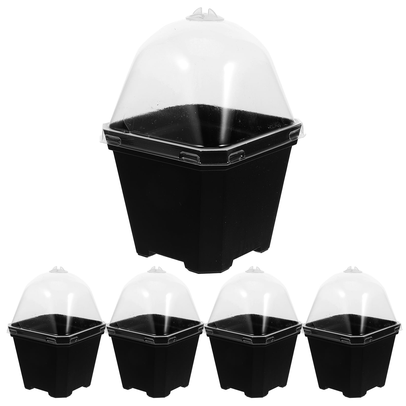 Zcyifa Clear Plastic Nursery Pots with Humidity Dome - Set of 5 ...