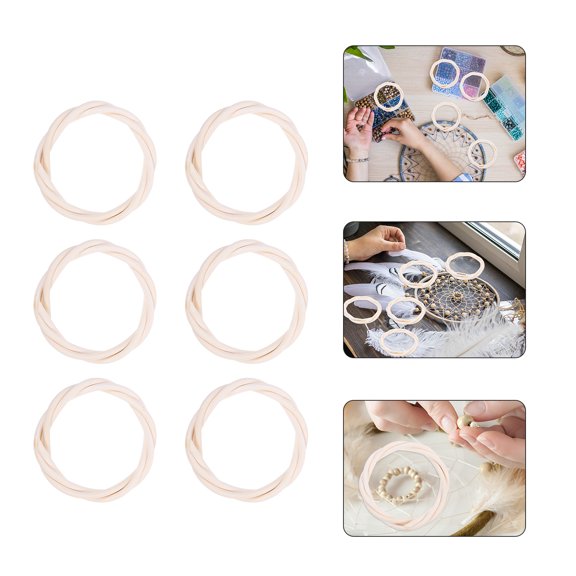Zcyifa DIY Wreath Circle 6pcs DIY Wreath Rattan Decorative Wreath Ring Wreath DIY Rattan Garland