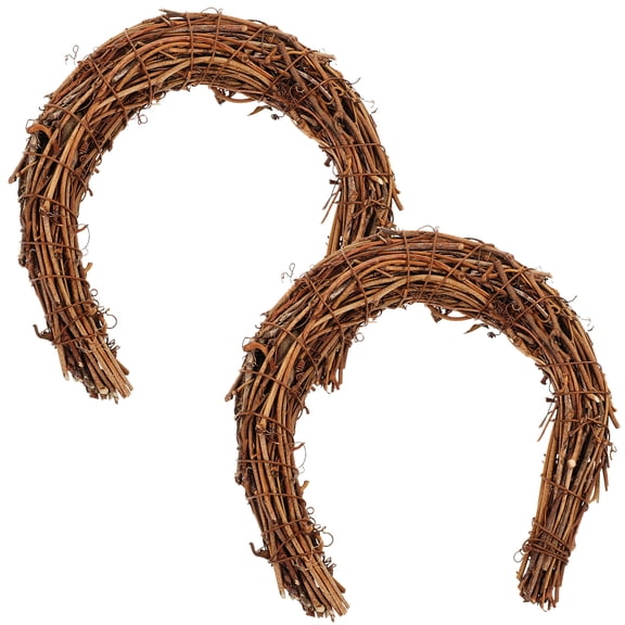 Zcyifa Diy Rattan Wreath 2Pcs DIY Crafts Natural Rattan Wreath Moon Shaped Wreath Ring Rattan Vine Branch Wreath Hoop