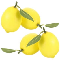 Zcyifa Fake Fruit 4pcs Fake Fruit Artificial Lemons Faux Lemon with Leaves Lifelike Lemon Photography Prop