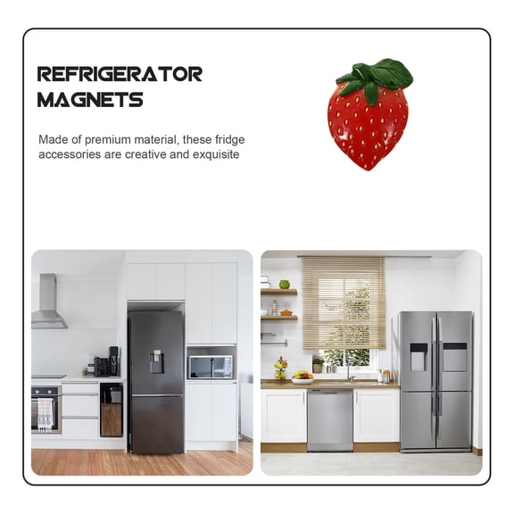 KAKOWELY Mini Fridge Stick Red Strawberry Shape 2Pcs 2.2x1.6x0.4In