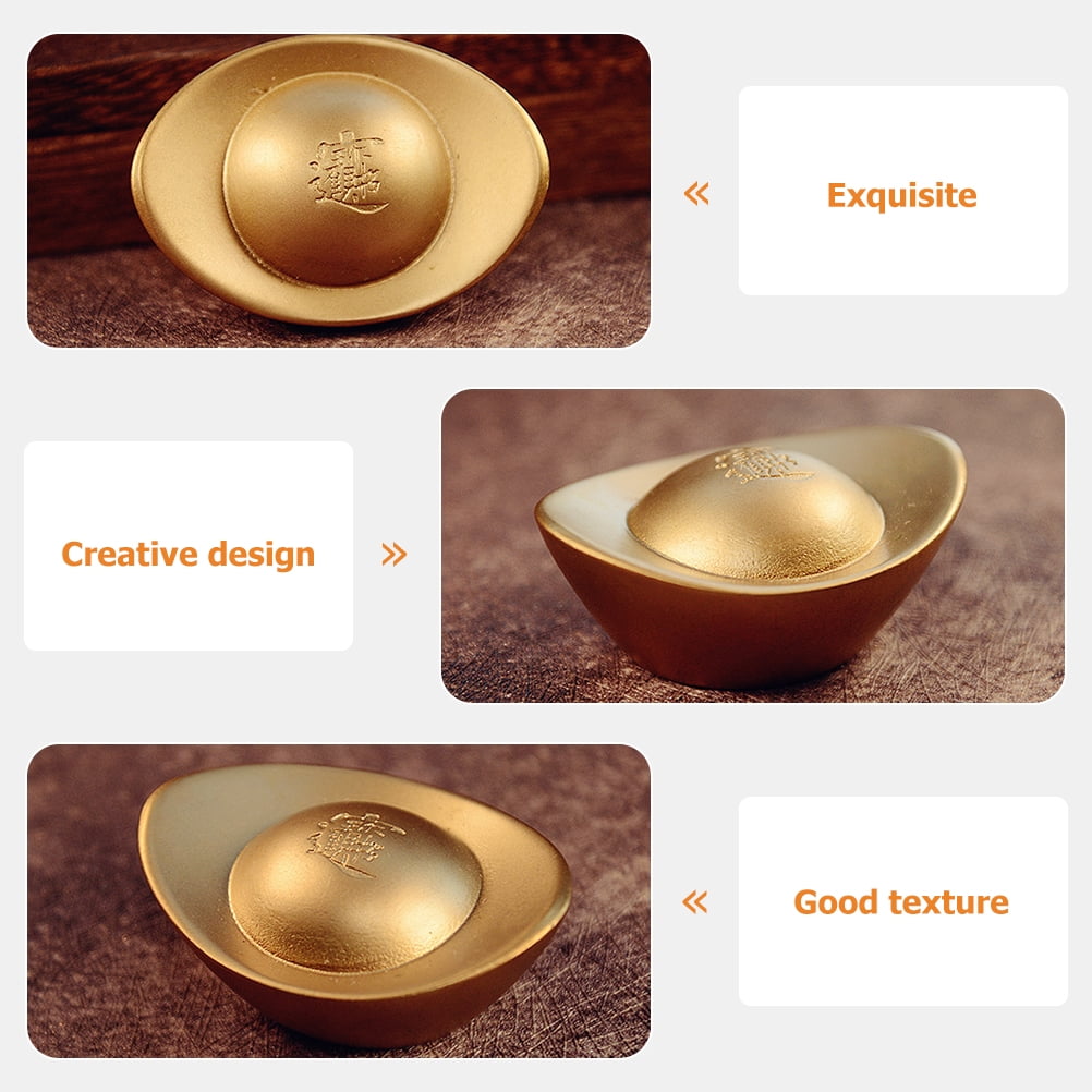 Zcyifa Mini Golden Ingot Mini Golden Ingot Brass Wealth Ingot ...