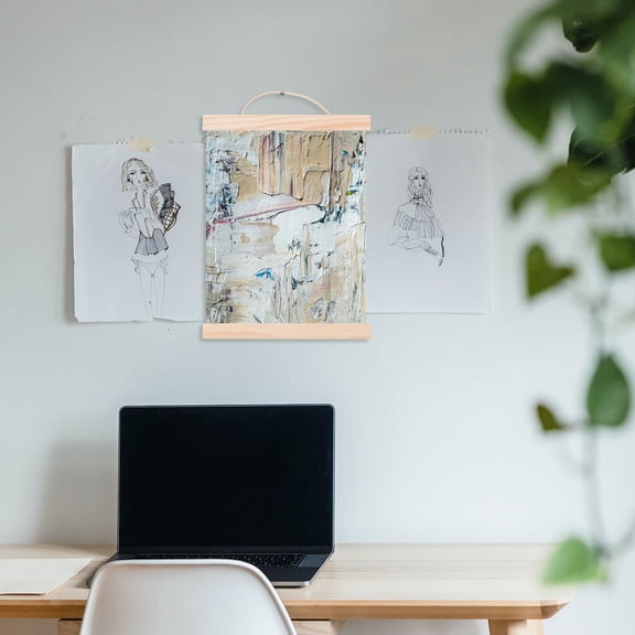 Zcyifa Painting Scroll Hanger 1 Set Magnetic Painting Hanger Posters Frame Wood Magnet Scroll Hanger