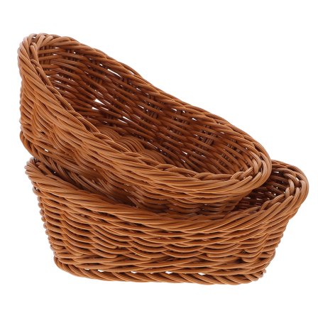 Zcyifa Plastic Baskets 2Pcs Plastic Baskets Imitation Rattan Woven Baskets Kitchen Storage Baskets