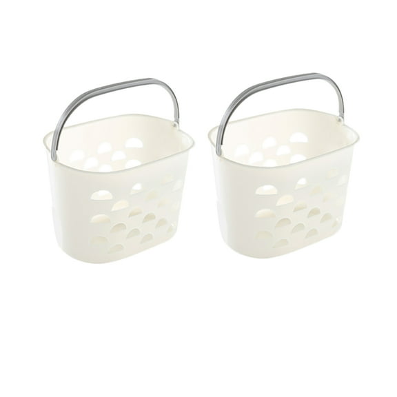 Zcyifa Plastic Bath Basket 2 Pcs Portable Shower Basket Bathroom Storage Basket Plastic Shower Storage Container for Indoor Outdoor (White)