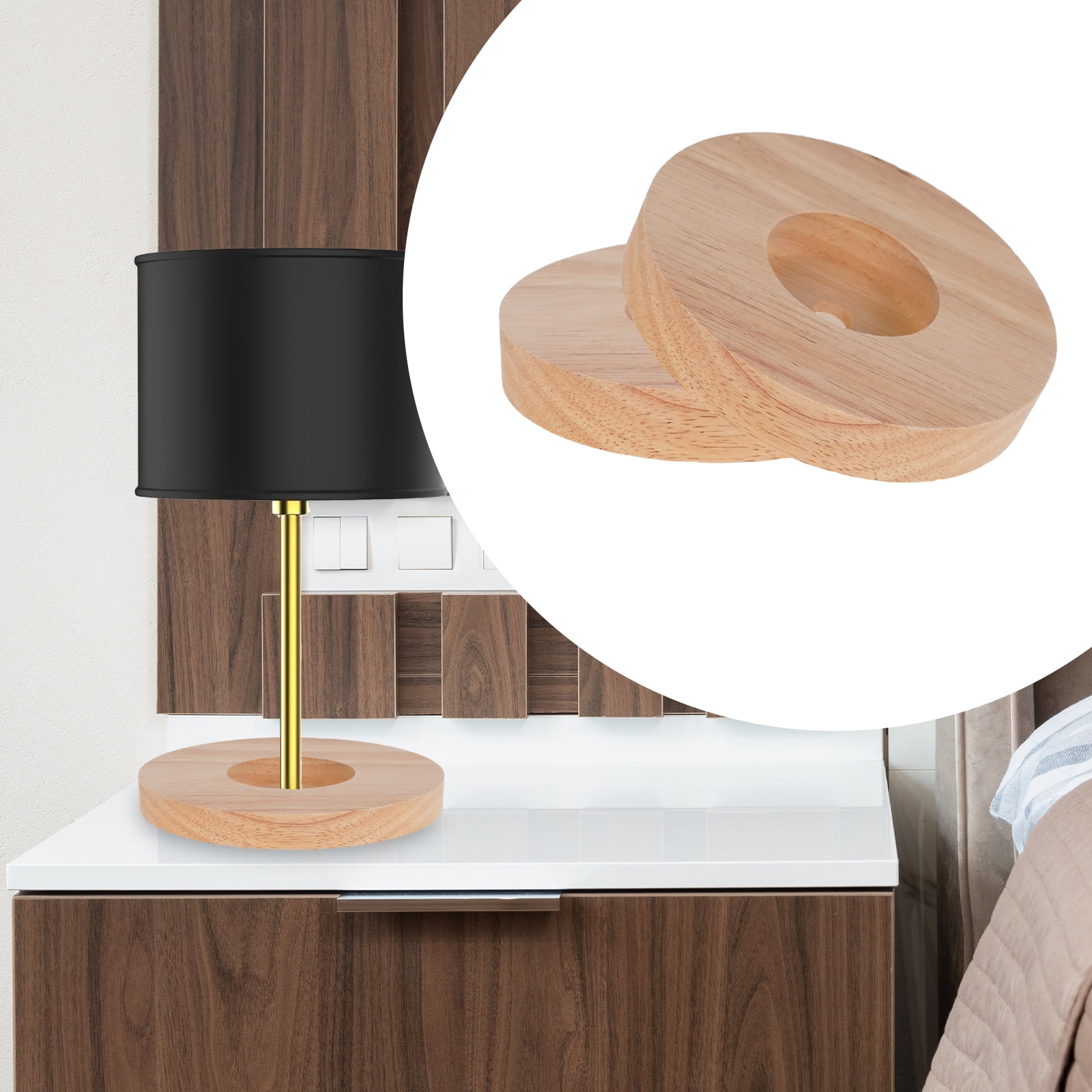 Zcyifa Round Table Lamp Base 2pcs Round Wooden Lamp Base Diy Lamp ...