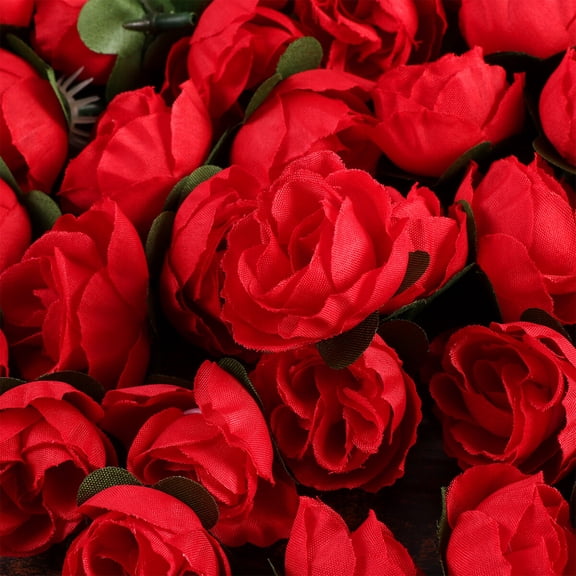 Zcyifa Silk rose head 50pcs Artificial Roses Flower Heads Wedding Decoration (Red)