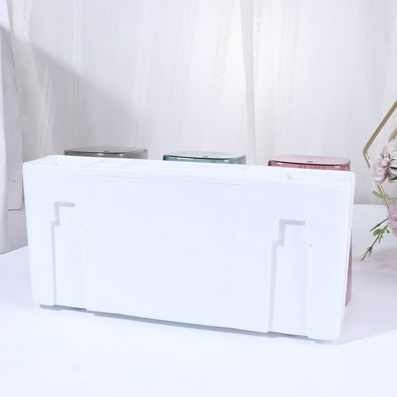 White Toothbrush Holder Set Made of Plastic for Home Use Includes 3 Cups Storage Rack