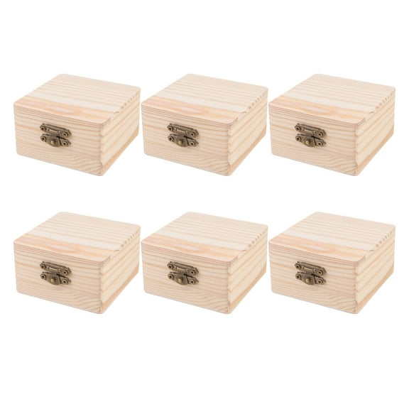 Zcyifa Unfinished Wooden Box Square DIY Craft Home Decoration