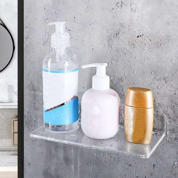 Zcyifa acrylic floating shelf L Shape Clear Acrylic Wall Mounted Storage Shelf Bathroom Wall Shelf Punch Free Wall Storage Rack