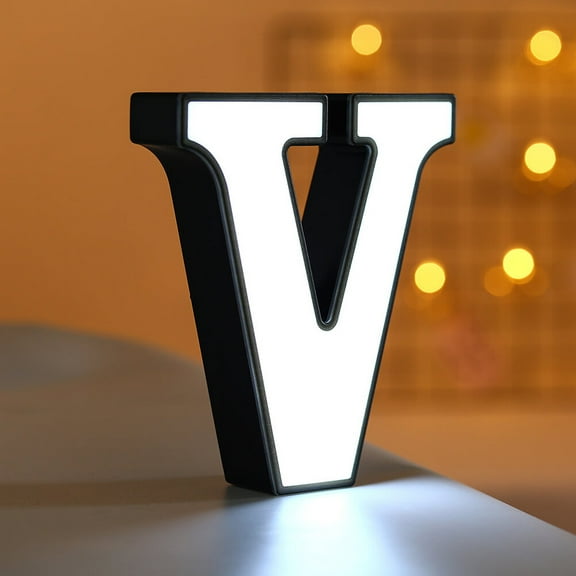 Zcyifa alphabet V lamp Creative LED Lamp Letters Shape LED Night Light for Birthday Wedding Party Bedroom Wall Hanging Decor - Alphabet V (White/No Batteries)