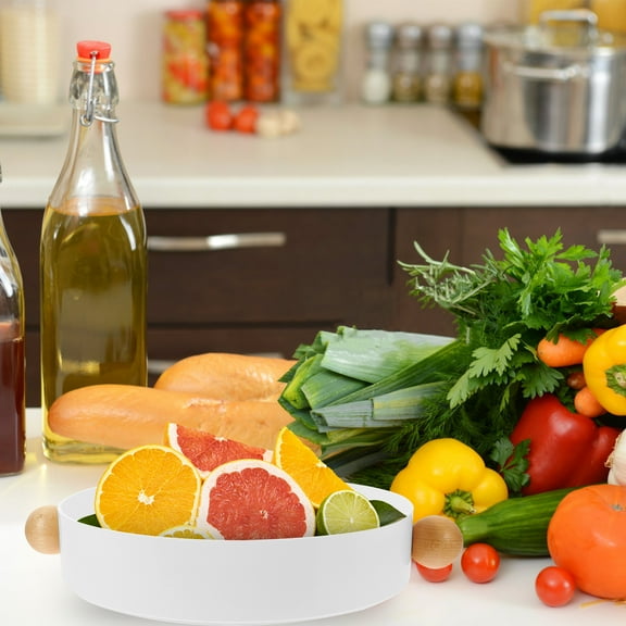 Zcyifa desk drawer organizer Handheld Dessert Treat Plate Round Base Fruit Snacks Draining Storage Tray