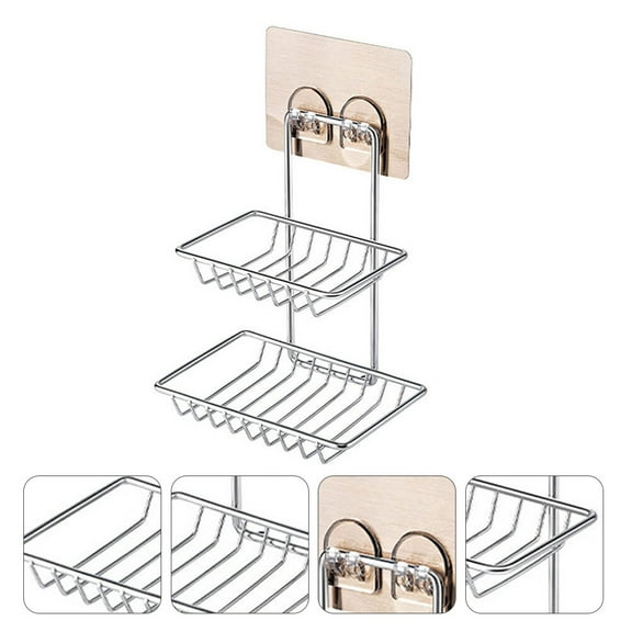 Zcyifa double layer soap shelf Double Layer Soap Rack Stainless Steel Soap Storage Rack Soap Dish Holder