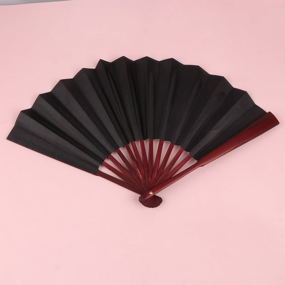 Zcyifa fabric folding fans 2 Pcs 8 Inch Fabric Folding Fans Handheld Blank Fans Simulated Red Wood Frame Fans Chinese Style Fan for Decoration Gifts (Black)