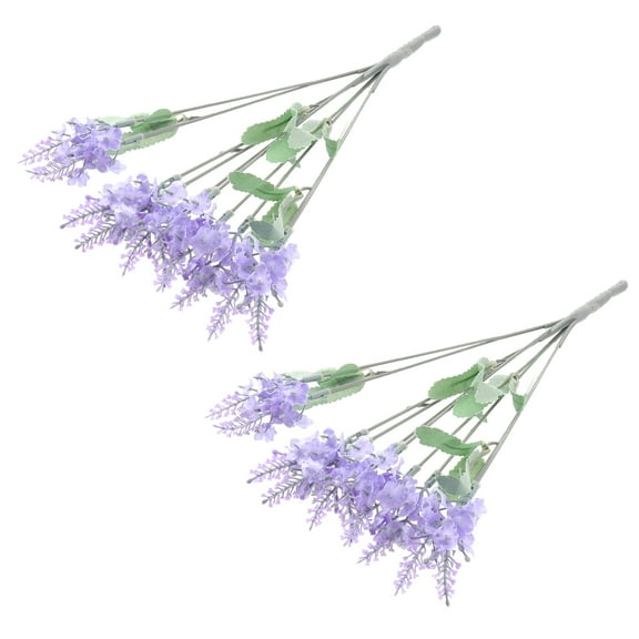 Zcyifa fake flowers 2pcs Flora Lavender Bouquet Simulation Flower for Wedding Living Room Car Decoration Artificiales Flowers Plants (Purple)