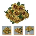 thumbnail image 1 of Zcyifa gold roses 1 Bunch Artificial Roses Flowers Lifelike Fake Rose 10 Heads Rose Bouquet Wedding Decoration, 1 of 10