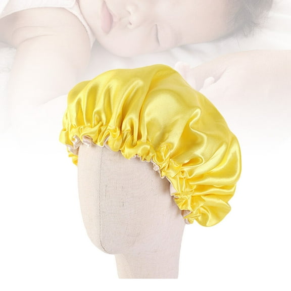 Zcyifa kids sleeping hat Kids Double Layer Sleeping Elastic Sleeping Hat Adjustable Sleeping Head Cover (Yellow)