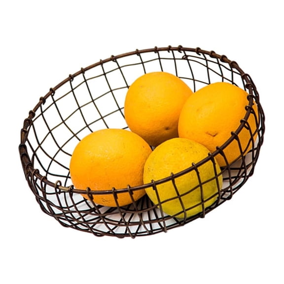 Zcyifa metal fruit basket Japanese Style Hand-weaved Fruit Basket Retro Iron Storage Sundries Organizer (Antique Brass)