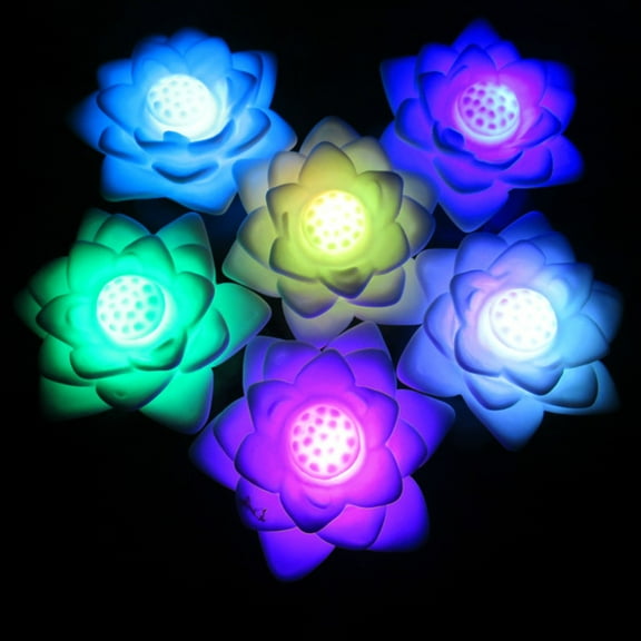 Zcyifa night light 4pcs Changing LED Floating Lotus Flower Romantic Lamp Night Light for Wedding Party Bar Decoration(Colorful)