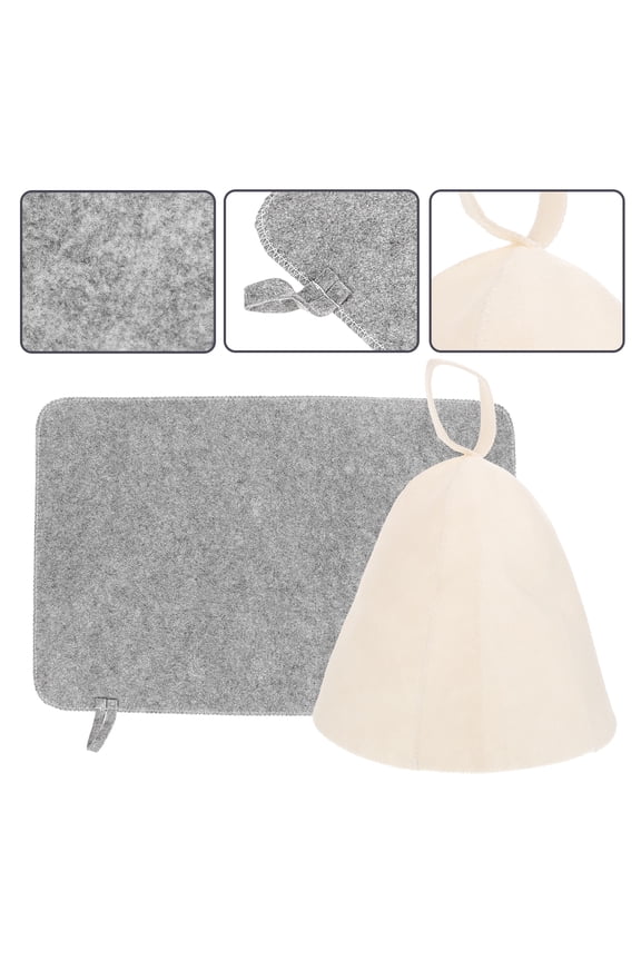 sauna hat 1 Set of Felt Sauna Hat Pad Set Comfortable Sauna Cap Portable Sauna Cap Cushion Set Sauna Supplies
