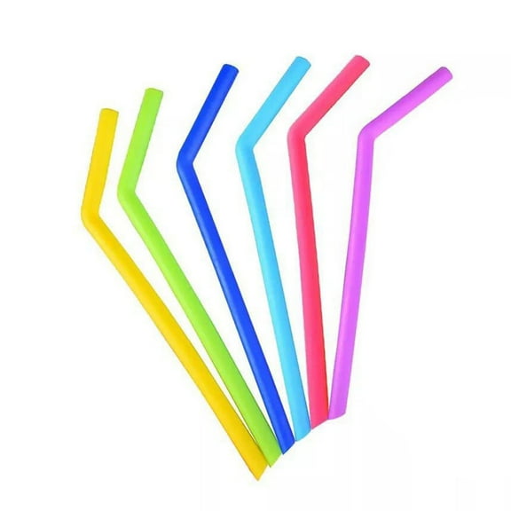 Zcyifa silicone straw 6Pcs Silicone Drinking Straws for Coffee Juice with Cleaning Brush (Bent)