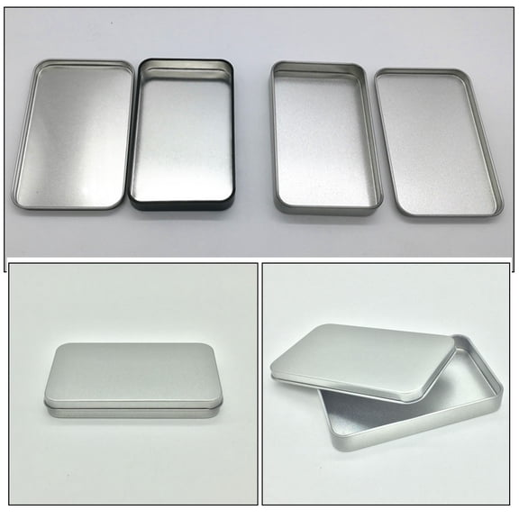 Zcyifa small tin box 4Pcs Small Tin Box Metal Tins Container Rectangular Tins Box Portable Box Containers