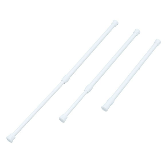Zcyifa tension curtain rods 3pcs Extendable Cupboard Bars Tensions Rod Spring Curtain Rod Adjustable Width 11.8-20 Inches (White)