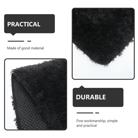 KAKOWELY Bathroom Mats Set Black Polyester 1 Set 17.7X15.7in