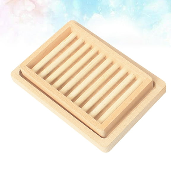 Zcyifa wood soap dish Double Layer Wooden Soap Holder Rustic Soap Container Soap Dish Supplies Soap Drying Tools for Kitchen Bathroom