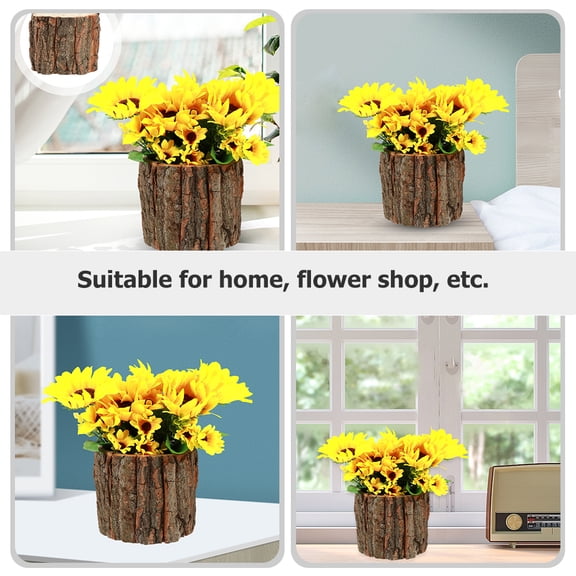 Zcyifa wood vase 3pcs Wood Bark Flower Pots Farmhouse Flower Buckets Wood Log Plant Containers