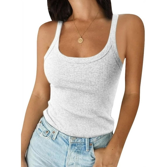 Zdcdcd Women Solid Color Cami Tank Tops Summer Ribbed Camisole Sleeveless Blouse T-Shirt