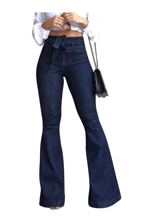 Women's High Waist Wide Leg Flared Jeans