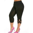 thumbnail image 1 of Zdcdcd Women's Hollow Out Solid Color High Waist Plus Size Leggings, 1 of 4