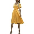 thumbnail image 1 of Zdcdcd Women's Short Sleeve V Neck Sundress Floral A-line Swing Maxi Dress, 1 of 4