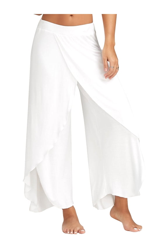 Women's Wide Leg Yoga Sweatpants Asymmetrical Relaxed Plus Size Sports Leggings