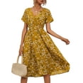 thumbnail image 1 of Zdcdcd Womens Short Sleeve V Neck Floral Sundress Summer Casual A-line Midi Dress, 1 of 3