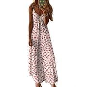 Zdcdcd Womens Tie Dye Printed Sling Kaftan Long Dress Summer A-line Maxi Dresses