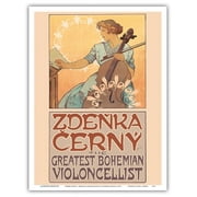 Zdeňka Černý - The Greatest Bohemian Violoncellist - Vintage Concert Poster by Alphonse Mucha c.1913 - Master Art Print (Unframed) 9in x 12in