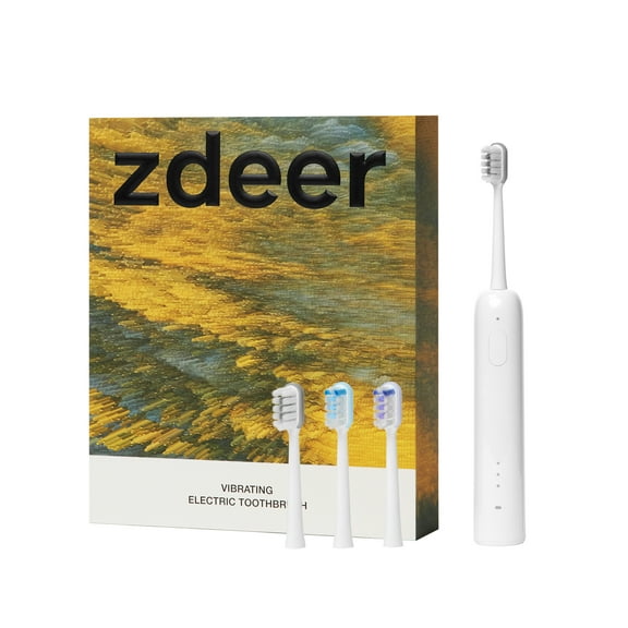 Zdeer Oscillating & Vibrating Sonic Electric Toothbrush with 3 Brush Heads for Adults&Kids,3 Modes 3 Intensity Settings, One Charge for 60 Days, IPX7 Waterproof, Rechargeable,