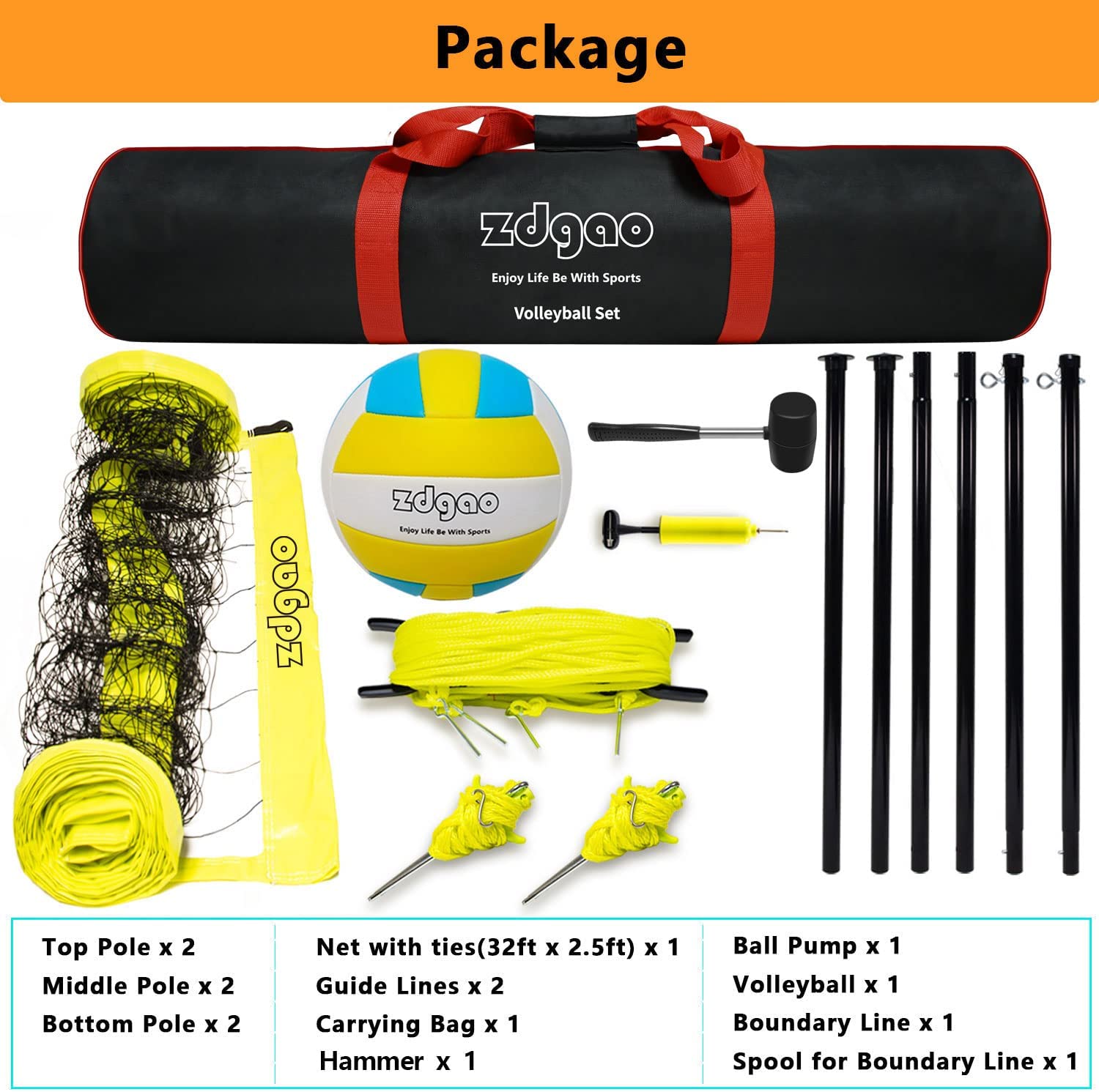 Zdgao Heavy Duty Volleyball Net Outdoor Set