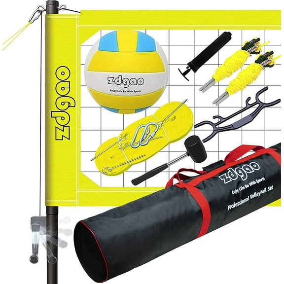 Zdgao Professional Volleyball Set with Winch System for Backyard, Lawn, Beach