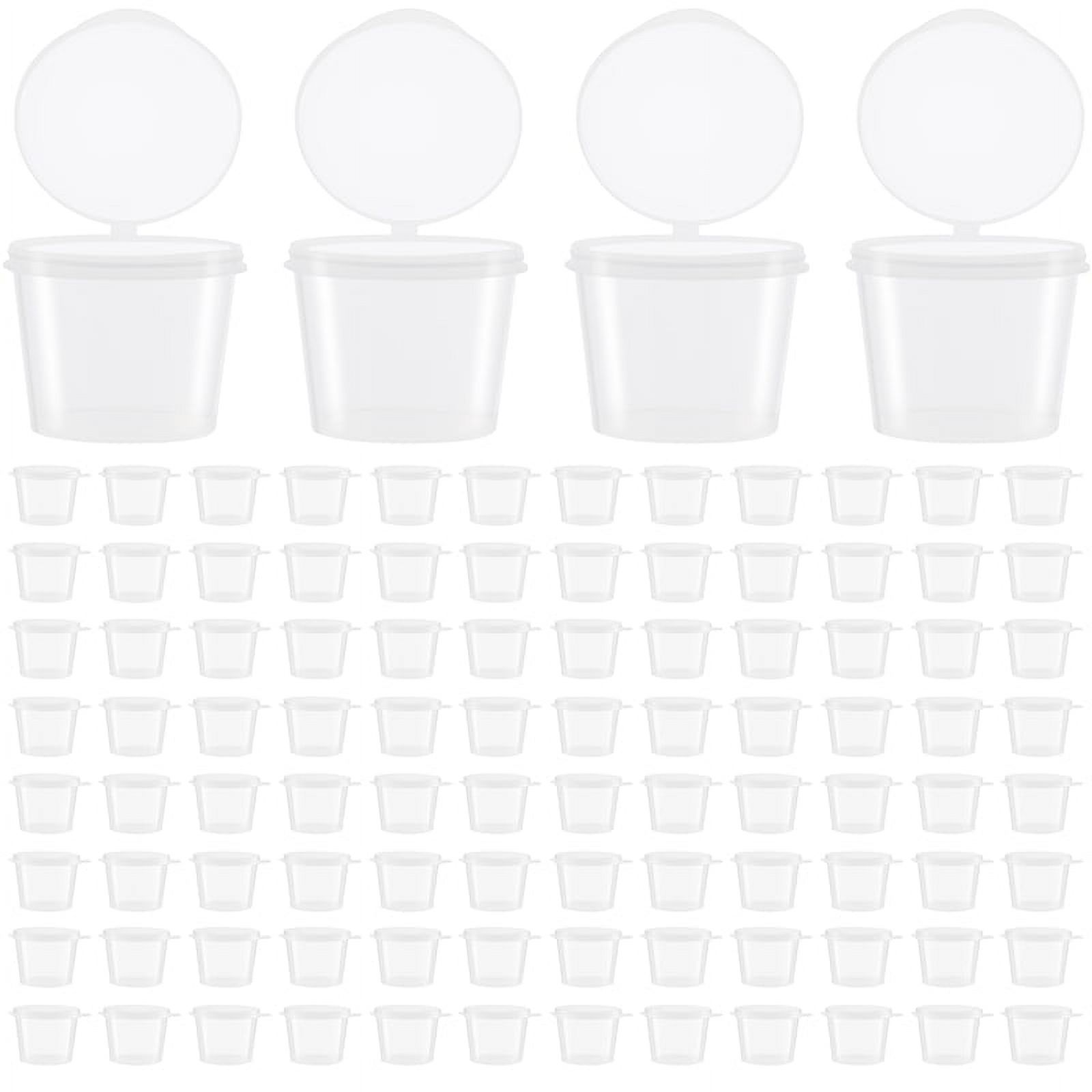 Zdlagiic 100 x 1Oz Round Food Container Pots with Lids,Hinged Sauce