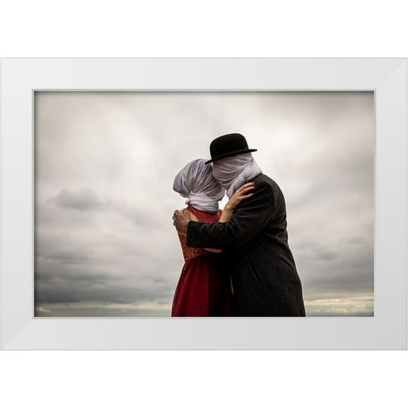 Ze, Genadijs 18x13 White Modern Wood Framed Museum Art Print Titled - The Lovers Then And Now