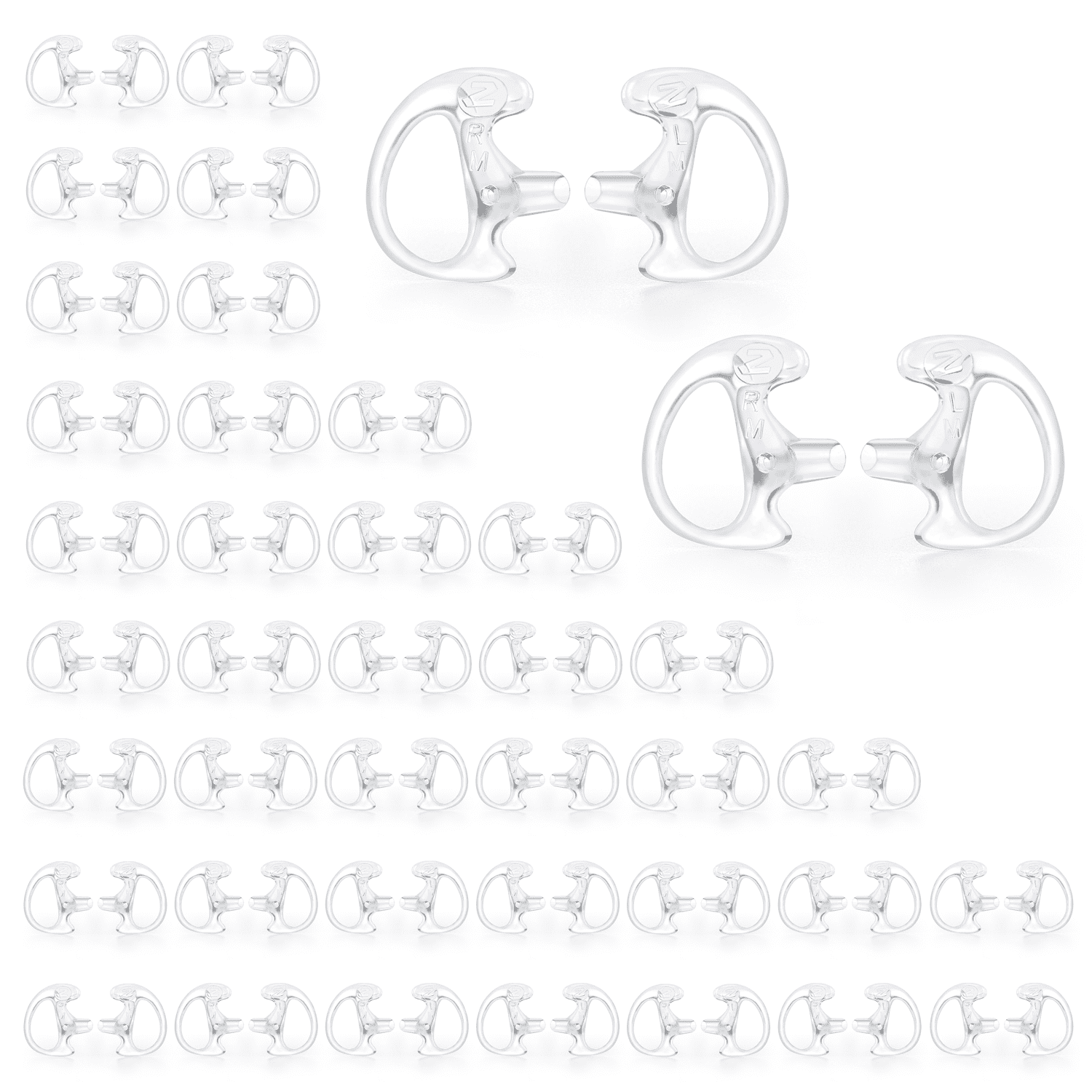 Zeadio 40 Pair Radio Earpiece, Soft Silicone Earmould Earbud Earplug for Walkie Talkie Acoustic Earpiece Headset, Two-Way Radio Coil Tube Audio Kits - Clear